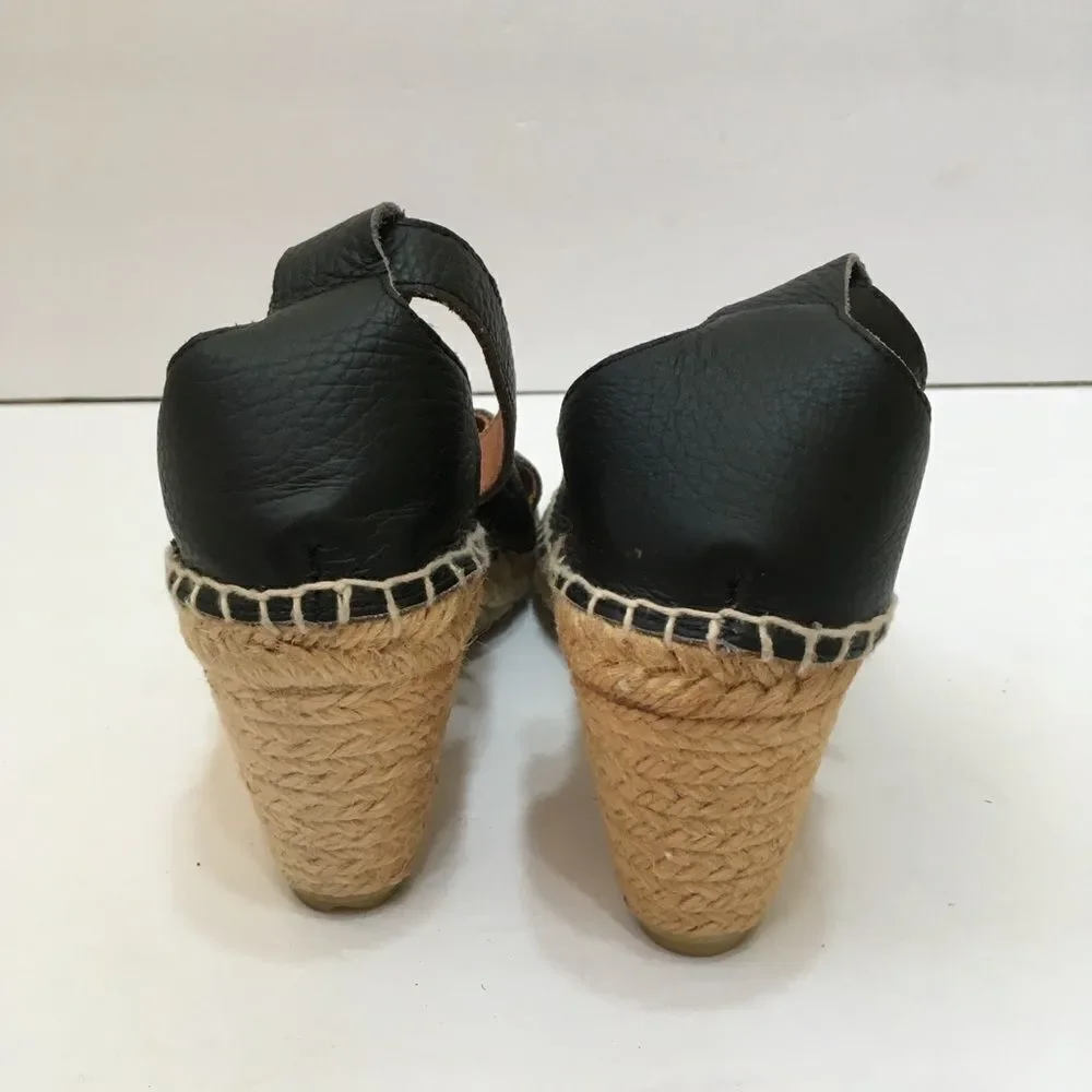 DALSON‎ ESPADRILLE WEDGES IN BLACK LEATHER